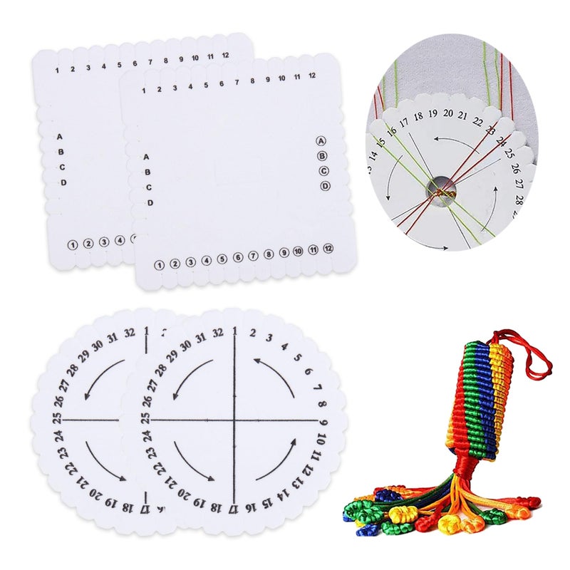 Comidox 4Pcs Kumihimo Disk Braiding Wheel Lightweight & Convenient Friendship Bracelet Disc Square & Round Kumihimo Supplies for Beading & Bracelet Weaving Kit DIY - Image 1